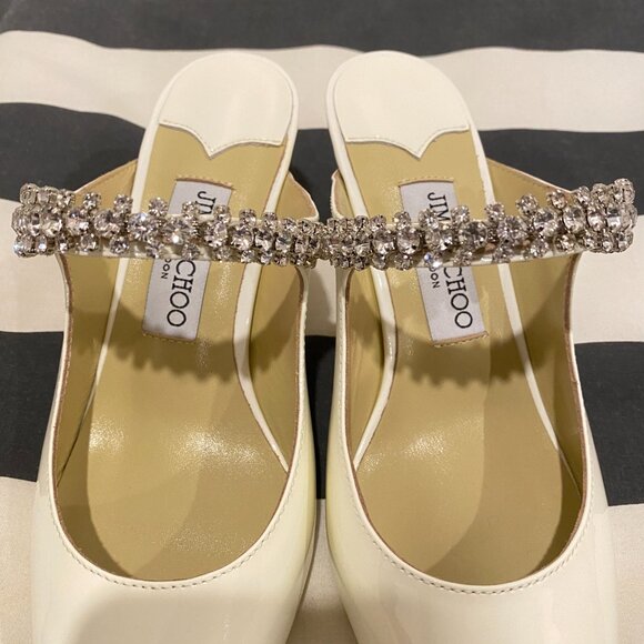 JIMMY CHOO BING 65 Patent Leather Mules with Crystal Strap - Picture 4 of 6
